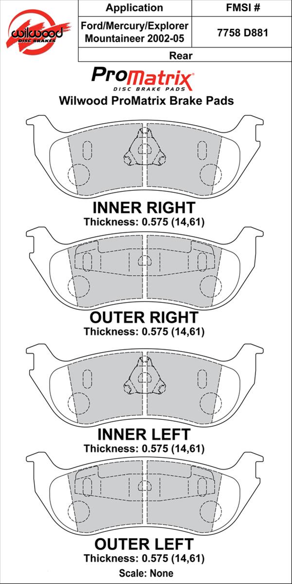 Wilwood ProMatrix Brake Pads 150-D0881K
