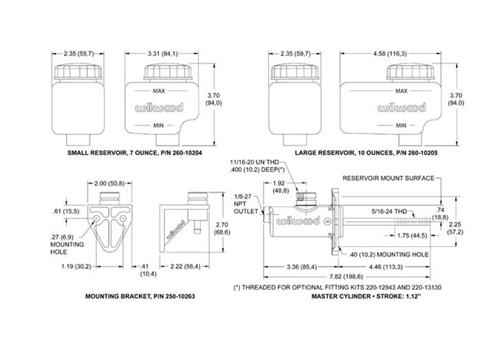 Wilwood Compact Remote Flange Mount Master Cylinders 260-10374