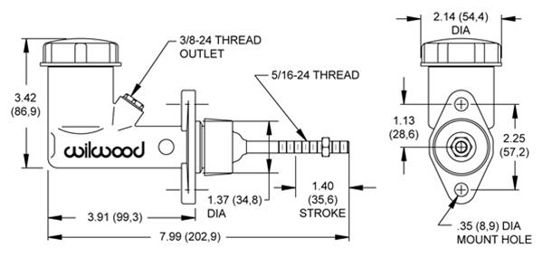Wilwood Integral Reservoir Compact Master Cylinders 260-2636