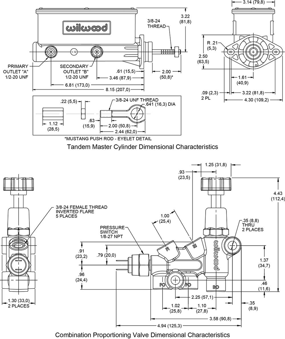 Wilwood Aluminum Tandem Master Cylinders 261-13272