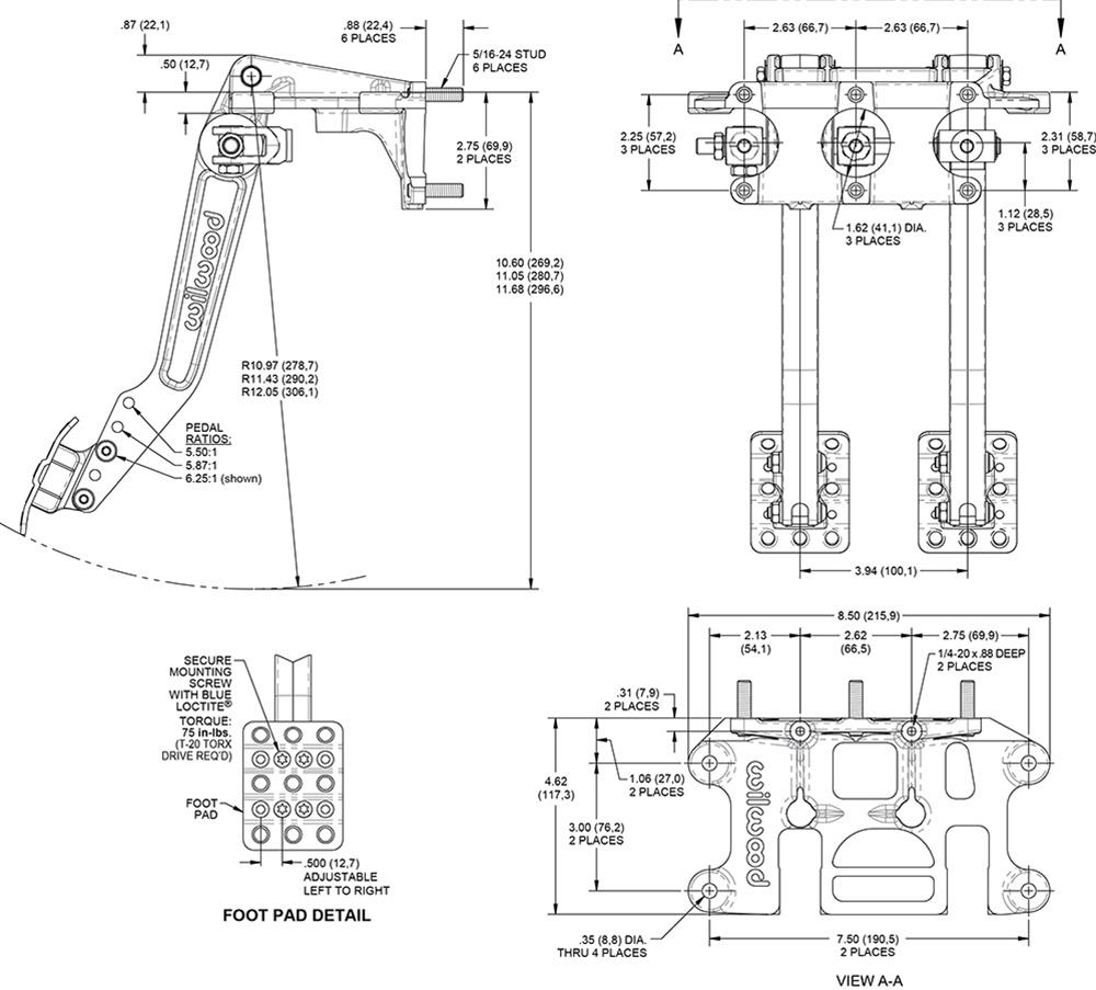 Wilwood Swing Mount Pedal Assemblies 340-16382