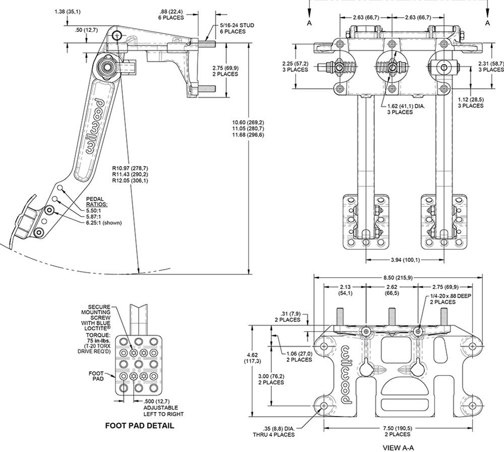 Wilwood Swing Mount Tru-Bar Pedal Assemblies 340-16383