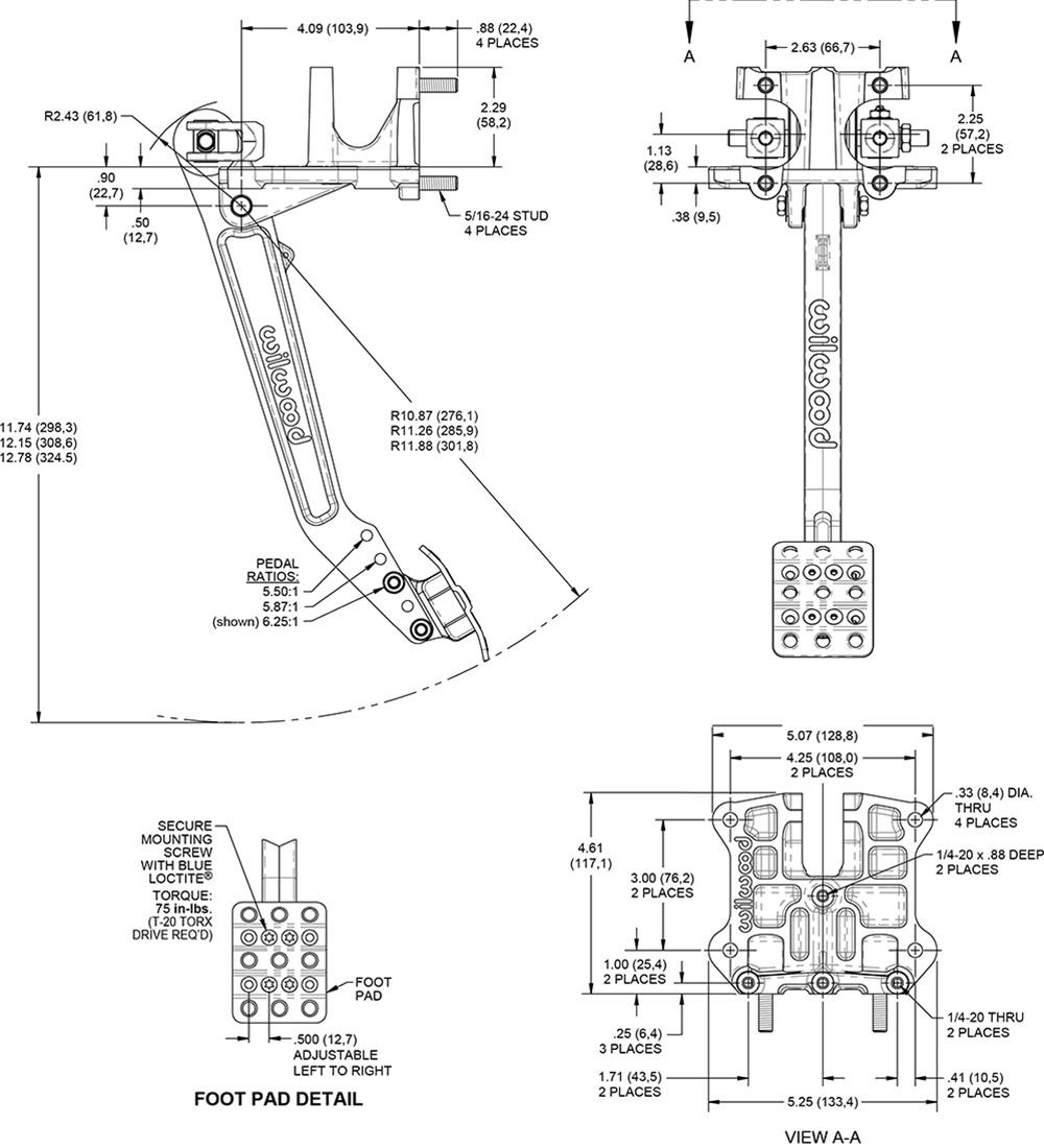 Wilwood Swing Mount Tru-Bar Pedal Assemblies 340-16387