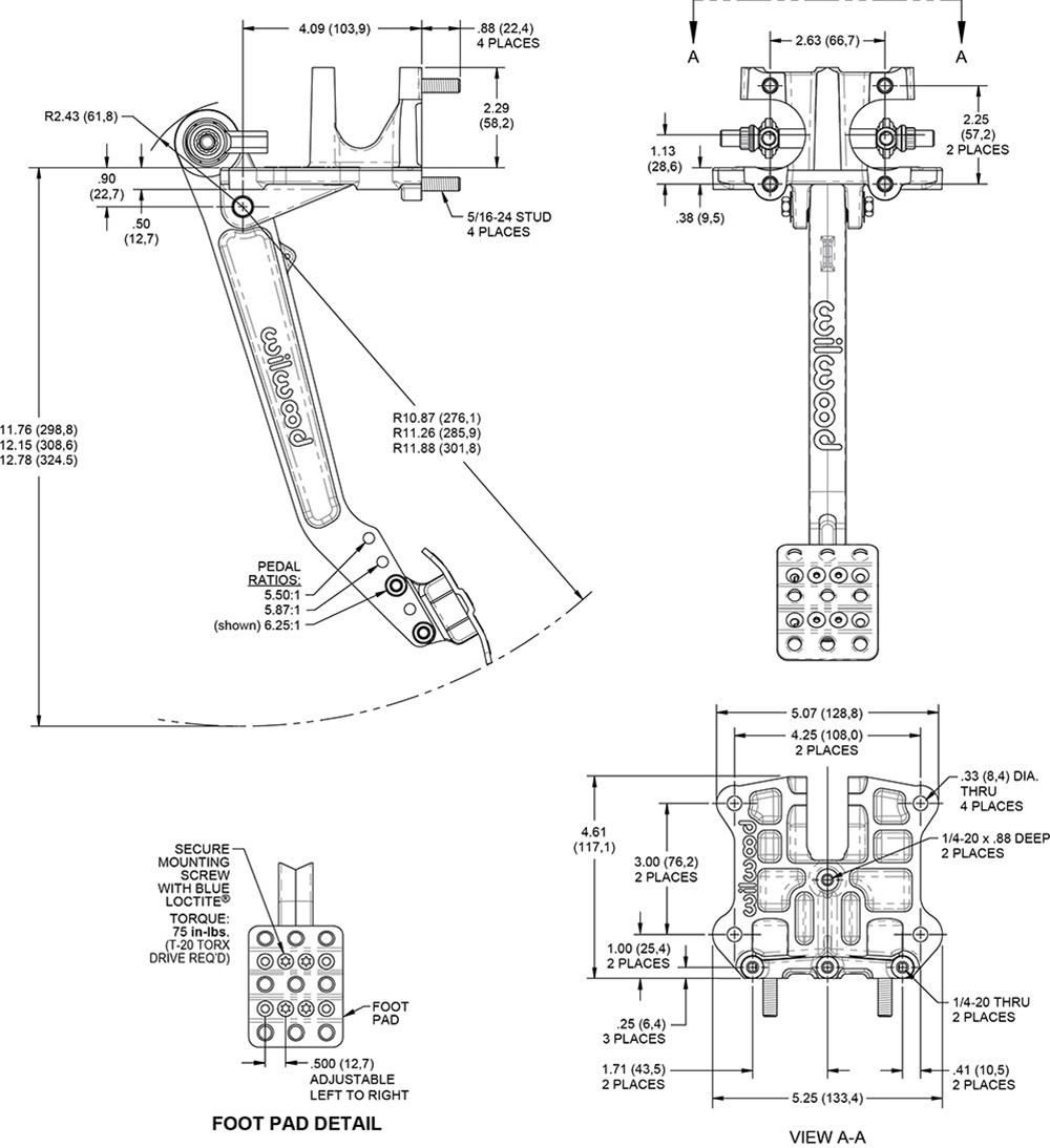 Wilwood Swing Mount Tru-Bar Pedal Assemblies 340-16388